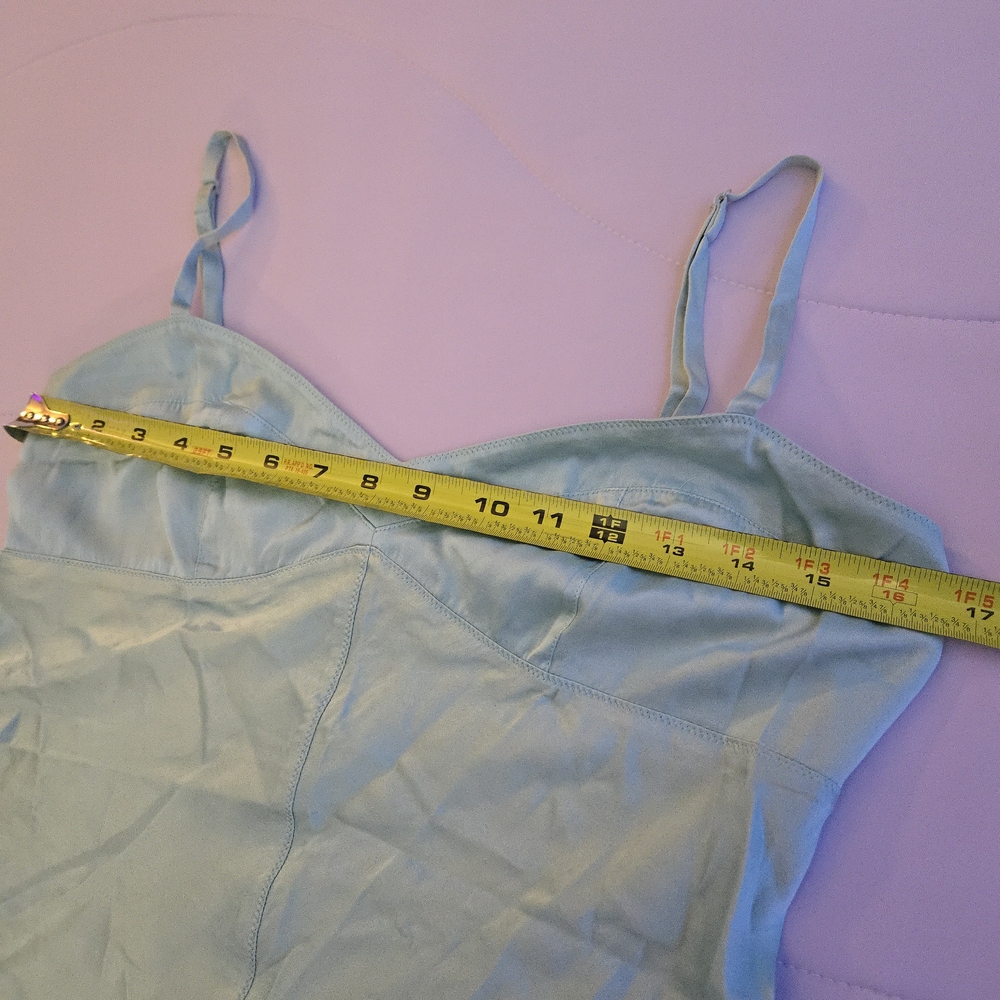 Express Sky Blue Stretch Silk 90s Y2K Bustier Seam Cami Spaghetti Strap Tank EB3 - Picture 3 of 9